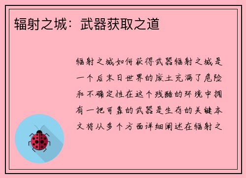 辐射之城：武器获取之道